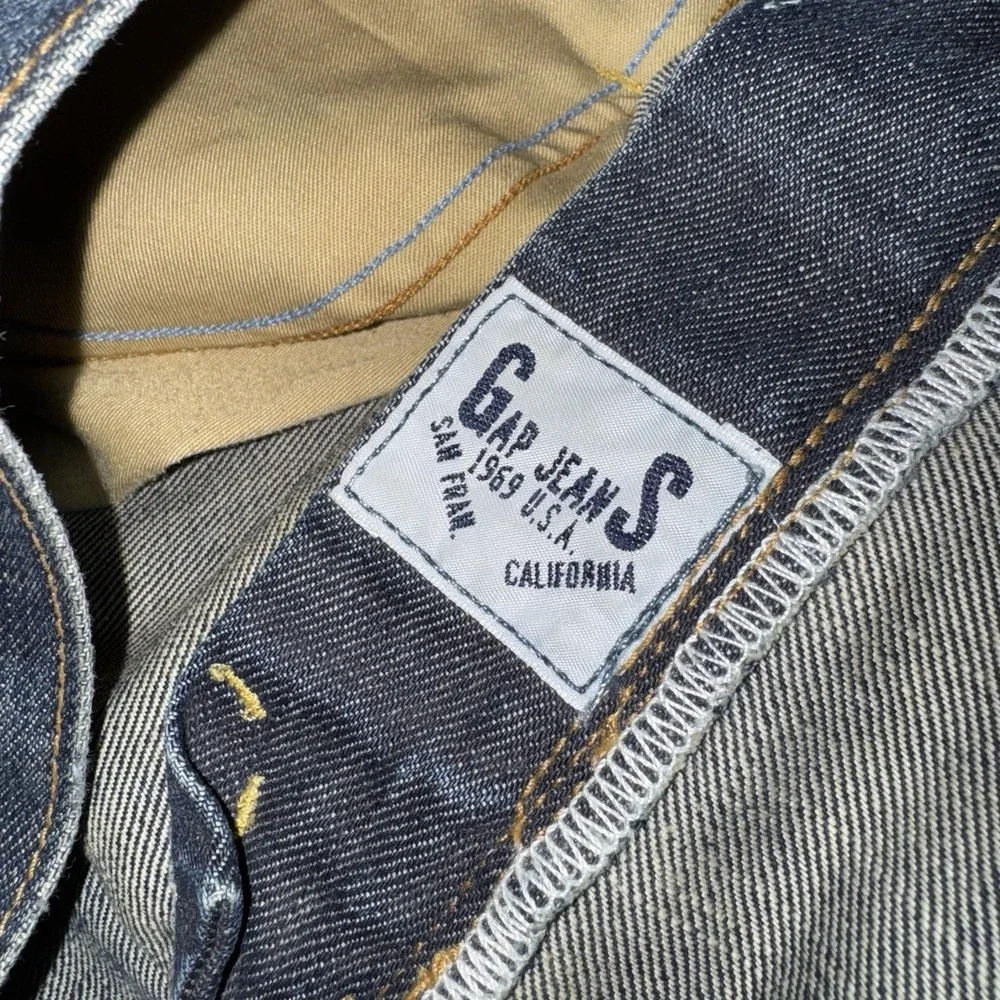 Gap 1969 Jeans Men's 38*x26* Selvedge Denim Straight Leg Easy Fit Dark Wash READ